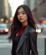 Zara Ong with city backdrop, street photography shooting